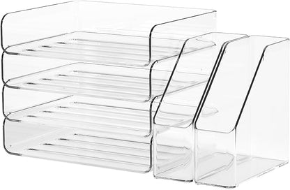 4-Tier Clear Acrylic Paper Tray Organizer by Unknown