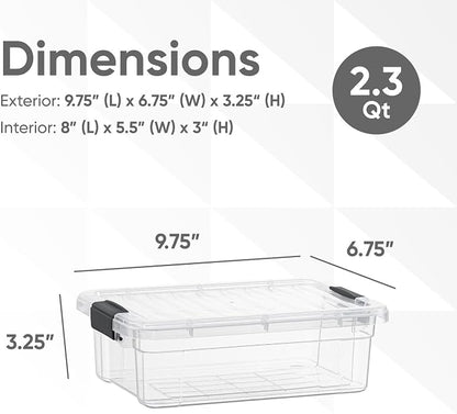 Superio Storage Bins with Lids- 6 Pack, 2.3 Qt Clear Boxes - Image 2
