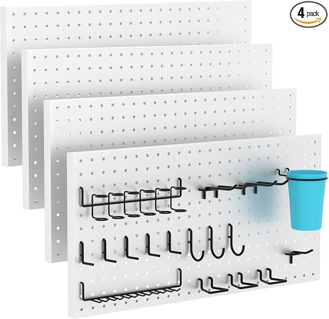 4 PCS - 12" W x 24" H x 0.78" D Metal Pegboard Wall Organizer, Compatible by Unknown
