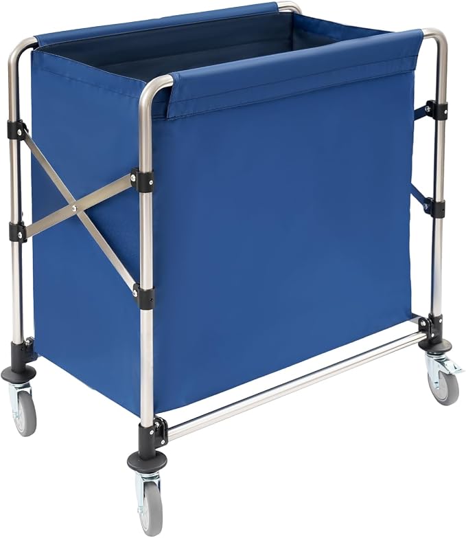 Commercial Laundry Cart with Wheels, Folding Laundry Hamper Cart, Heavy Duty by Eapmic