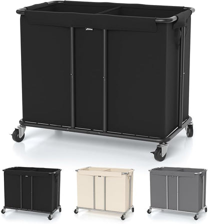 Laundry Hamper with Wheels, 2-Section 230L Large Capacity, Heavy-Duty Rolling by Hodonas