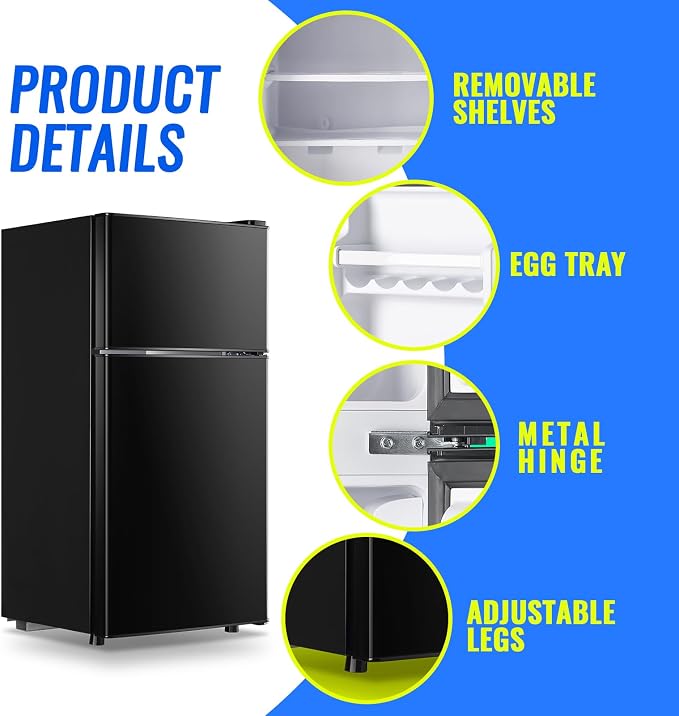 2.4 Cu.ft Mini Fridge Dual Door Small Refrigerator - Image 5