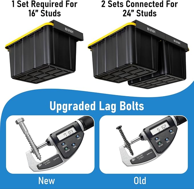 HandT USA Based Overhead Garage Storage Rack, Ceiling Tote Bin Organization - Image 5