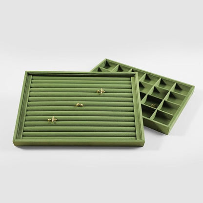 Velvet Ring Display Tray, Stackable Muilt Slot Rings Ear Stud Storage Tray - Image 5