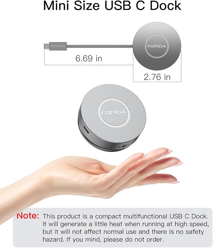Micro USB C Docking Station Dual HDMI Monitor FORIDA USB C to USB Hub - Image 7