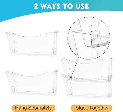 EASEPRES 8 Pack Clear Single Pocket Hanging File Organizer, Plastic Wall Mount - Image 3