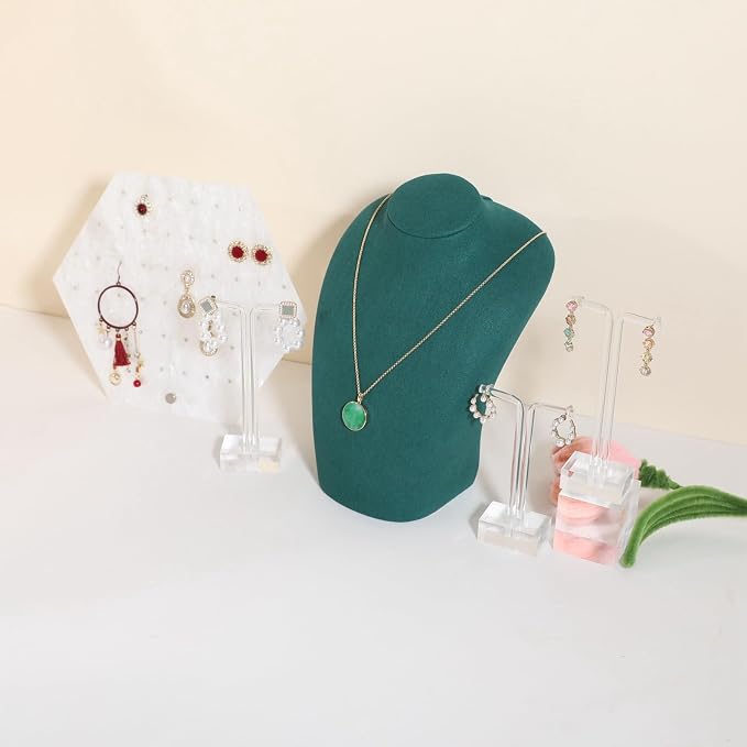 GemeShou Green necklace hanger jewelry organizer, Velvet jewelry stand necklace - Image 7