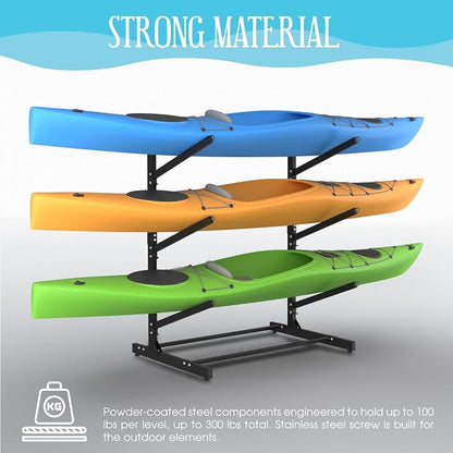 Adjustable Kayak Storage Rack, Freestanding Sup Storage Stand, Weatherproof - Image 4