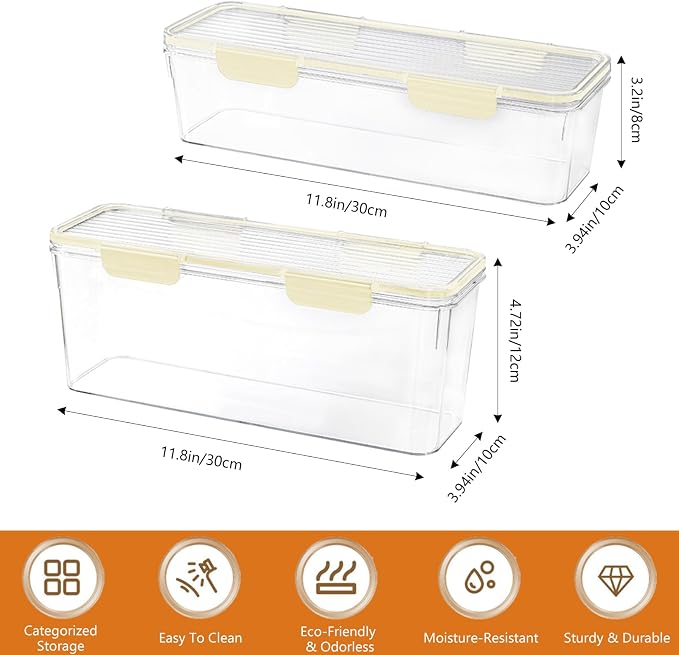 2-Pack Stackable Fridge Organizer Bins - Image 2