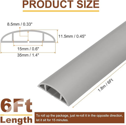 HARFINGTON 6ft Cord Cover Floor W0.6 x H0.33 Inner Channel PVC Hide Extension - Image 2
