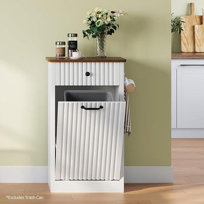 Tilt Out Trash Can Cabinet, 10 Gallon Fluted Laundry Hamper Cabinet - Image 7