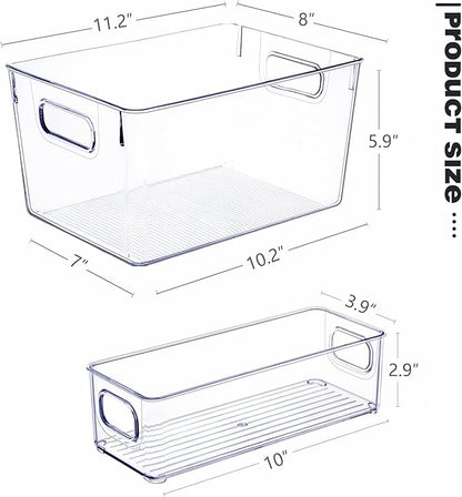 Set of 8 Clear Plastic Storage Bins, 4 Large and 4 Small Stackable Storage - Image 7