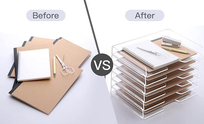 SANRUI Stackable Paper Tray, Acrylic File Organizer, Paper Tray Organizer - Image 7