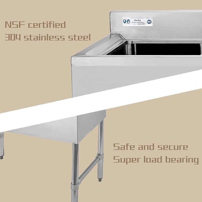 HALLY 3 Compartment Sink of Stainless Steel NSF Commercial Utility Basin - Image 5