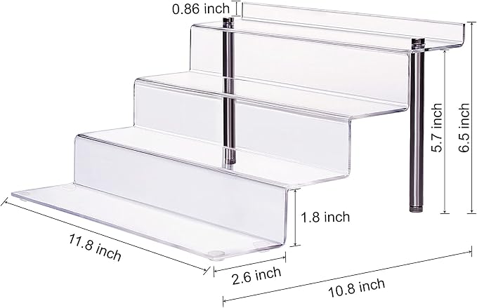 Acrylic Riser Shelf 4 Tier Clear Display Stand - Image 2