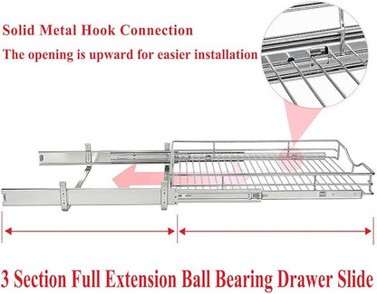 DINDON 1 Tier Pull Out Cabinet Organizer Heavy-Duty Metal Sliding Drawer Shelf - Image 5
