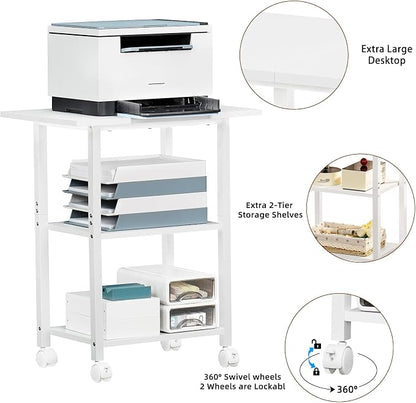 Lerliuo 3-Tier Printer Stand, Industrial Mobile Printer Table - Image 8