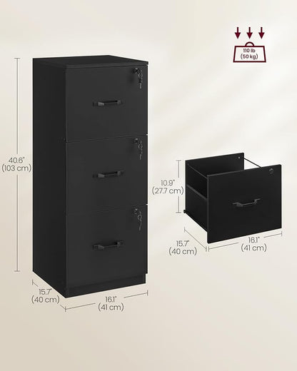 VASAGLE 3 Drawer File Cabinet, File Cabinet - Image 3