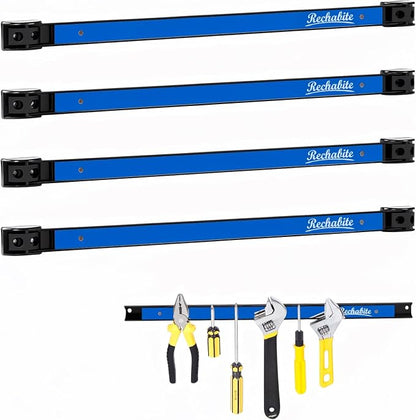 4 Pieces 18" Magnetic Tool Holder Strip, Metal Tool Organizer Rack by RechabiteMagneticTools