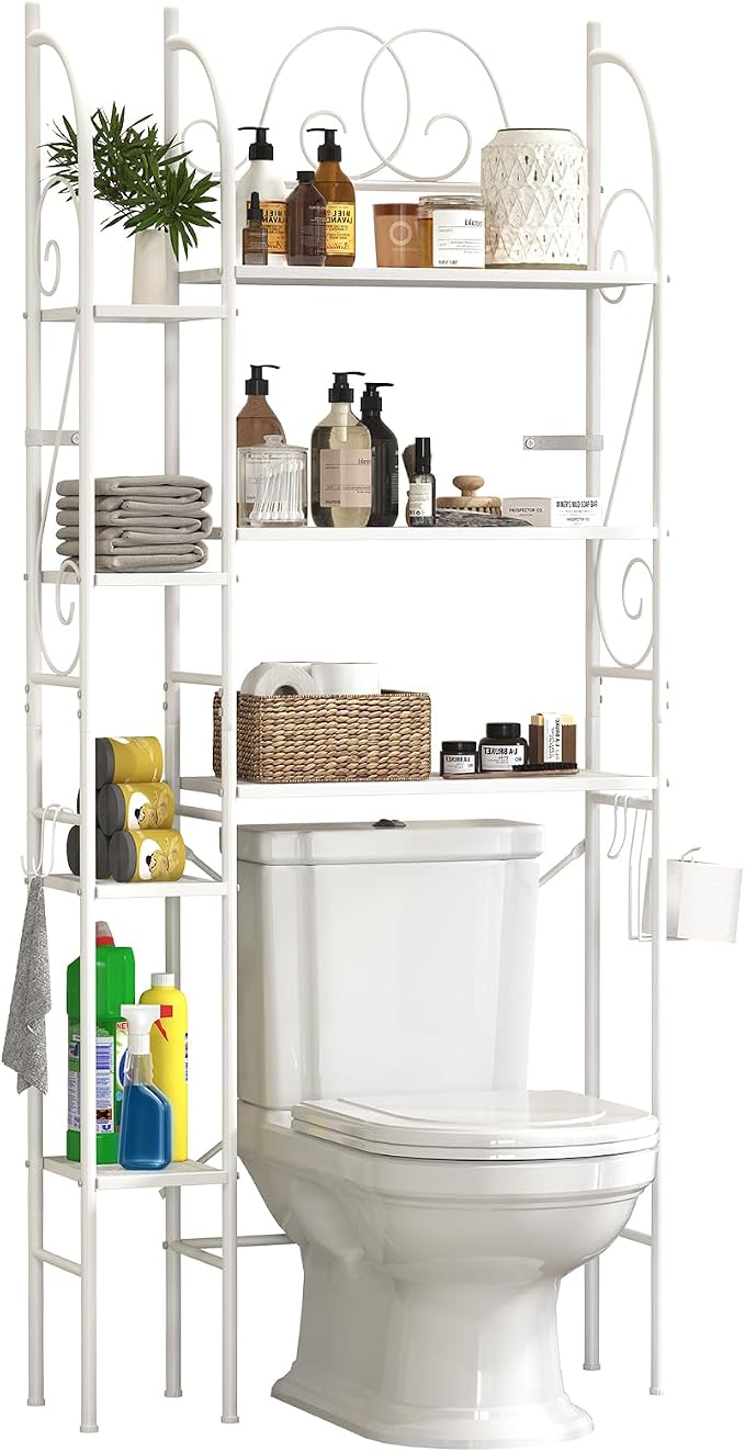 7-Tier Over the Toilet Storage Rack, Heavy-Duty Metal Bathroom Organizer - Image 8