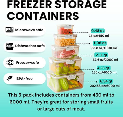 5-Pack Fruit Containers for Fridge Keep Fresh – Airtight Food Containers - Image 2