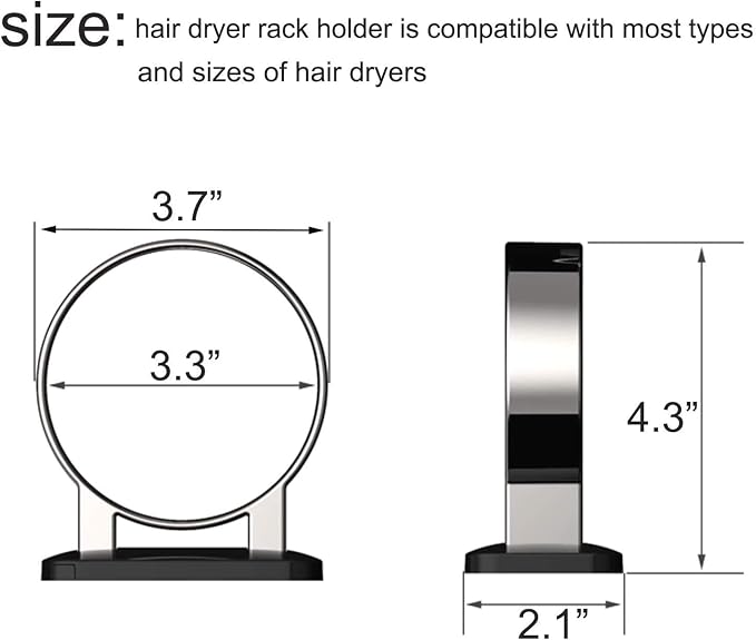 Hair Dryer Holder, Bathroom Blow Dryer Stand, Hair Care Tools Holder Wall Mount - Image 3