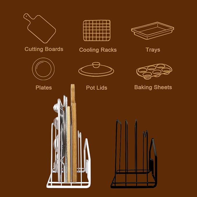 SUNFICON 2 Pack Cutting Board Racks Holders Pot Pan Lids Holders Chopping Board - Image 7
