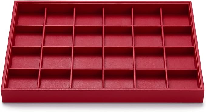 Oirlv Gorgeous Red Leather 24 Gird Jewelry Tray Stackable Jewelry Drawer by Oirlv