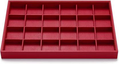 Oirlv Gorgeous Red Leather 24 Gird Jewelry Tray Stackable Jewelry Drawer by Oirlv