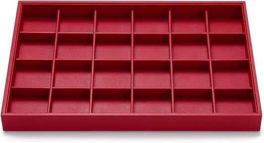 Oirlv Gorgeous Red Leather 24 Gird Jewelry Tray Stackable Jewelry Drawer by Oirlv