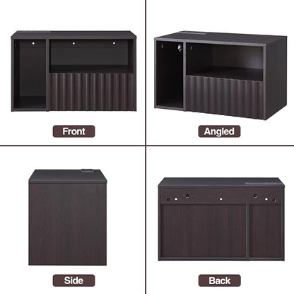 Modern Espresso Fluted Floating Nightstand - Image 9
