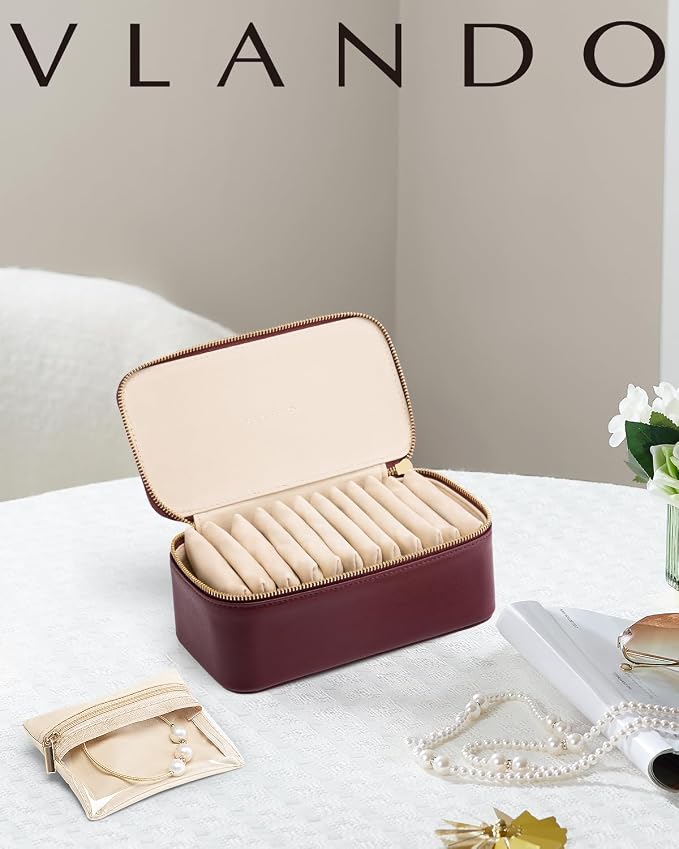 Vlando Jewelry Box with 12 Velvet Jewelry Bags Travel Jewelry Case - Image 6