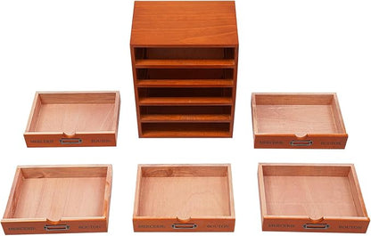 Vintage 5-Drawer Wooden Desk Organizer, Apothecary Cabinet & Library Card - Image 9