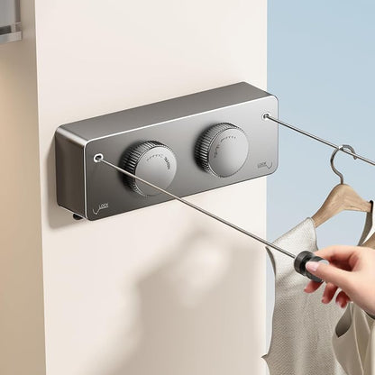Retractable Clothesline Indoor, Non-Sagging Twin Clothes Line Retracting by MUSTORN