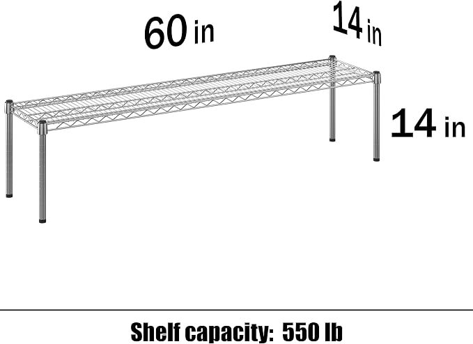 14" Deep x 60" Wide x 14" Height Wire Shelving Kit | 1-Tier | NSF Commercial - Image 3