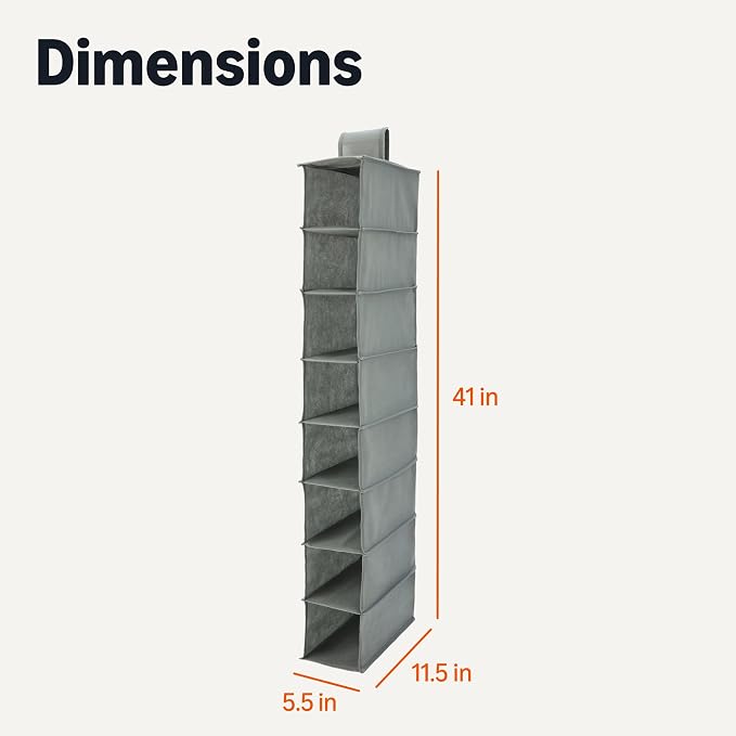 Amazon Basics 8-Tier Hanging Closet Shelf Shoe Organizer, 11.5 x 41 x 5.5 in - Image 2