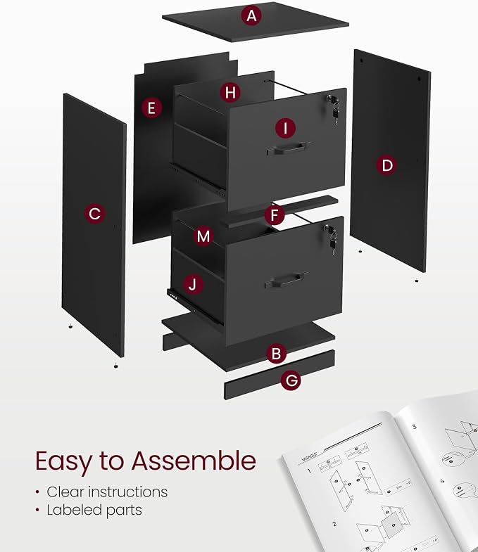 VASAGLE 2 Drawers File Cabinet - Image 6
