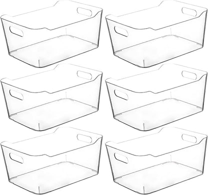 Clear Plastic Storage Bins, Medium Fridge Organizer Plastic Bins, Pantry by CONTROLKITCHEN