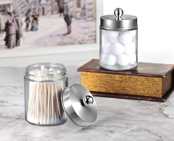 Amolliar Apothecary Jars Bathroom Vanity Organizer -Countertop Canister Jar - Image 4
