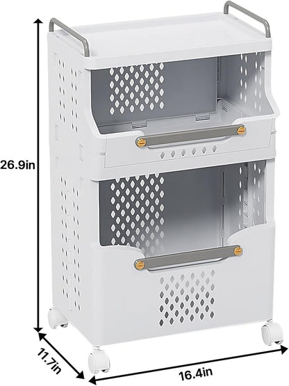 Laundry Basket with Wheels, Rolling Folding Laundry Hamper, utility cart - Image 6