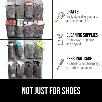 GORILLA GRIP Over the Door Shoe Organizer, 12 Large Breathable Mesh Pockets - Image 7