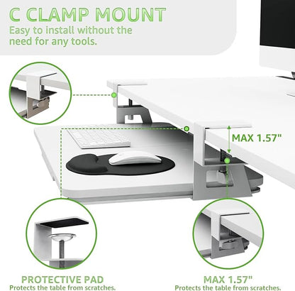 Desktop Keyboard Tray, Under Desk Pull Out, 26.77" X 11.81" Large Size Keyboard - Image 5