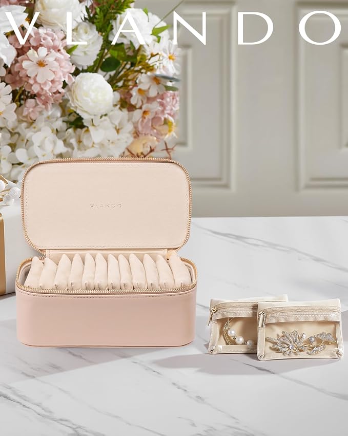 Vlando Jewelry Box with 12 Velvet Jewelry Bags Travel Jewelry Case - Image 2