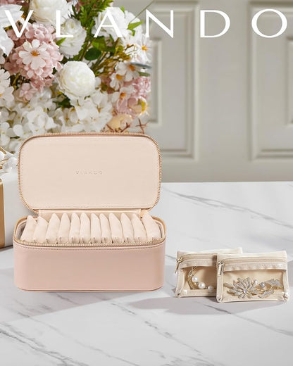 Vlando Jewelry Box with 12 Velvet Jewelry Bags Travel Jewelry Case - Image 2