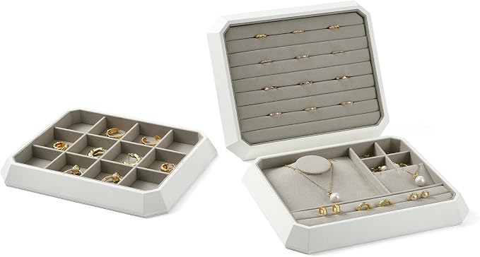 PU Leather Multifunctional Jewelry Display Tray Stackable Jewelry Organizer Tray - Image 4