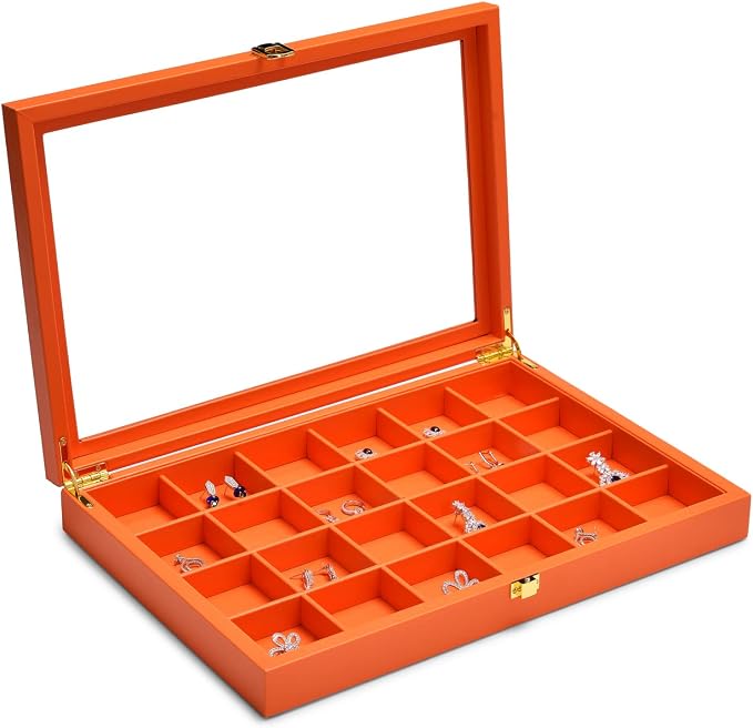 Oirlv 24 Grid Premium Leather Jewelry Organizer Tray - Image 2