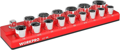 WORKPRO Magnetic Socket Organizer, 1/2-Inch SAE Sockets Holder, Socket Trays by WORKPRO