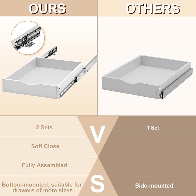 Menkxi 2 Set Pull out Tray Cabinet Organizer Wooden Pull Drawers storage Slide - Image 4
