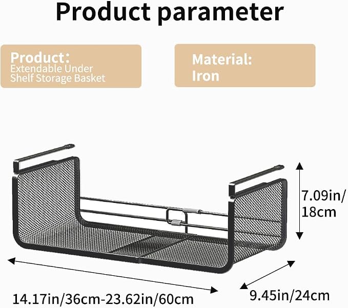 Expandable Under Shelf Basket Organizer, Under Shelf Storage, Hanging Baskets - Image 8