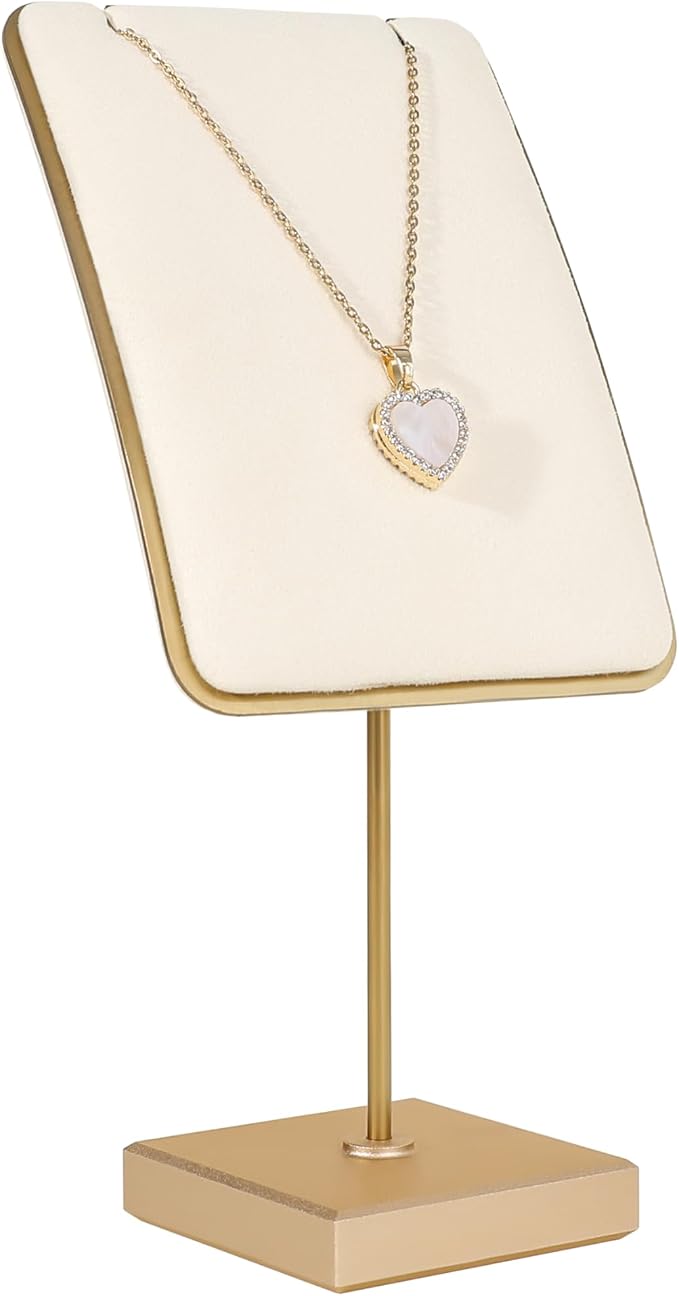 GemeShou Beige jewelry stand necklace holder, Velvet necklace hanger by GemeShou